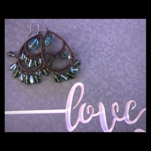 Blue and Green Chandelier Earrings